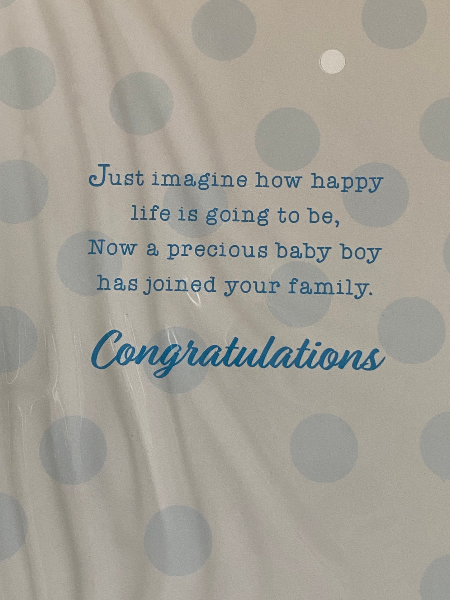 Congratulations On The Birth of Your Lovely Son Baby Boy New Baby Boy Born Card Teddy/White Bath/Blue Duck/Blue Spots Glitter/Foil Detail(PH47359E)