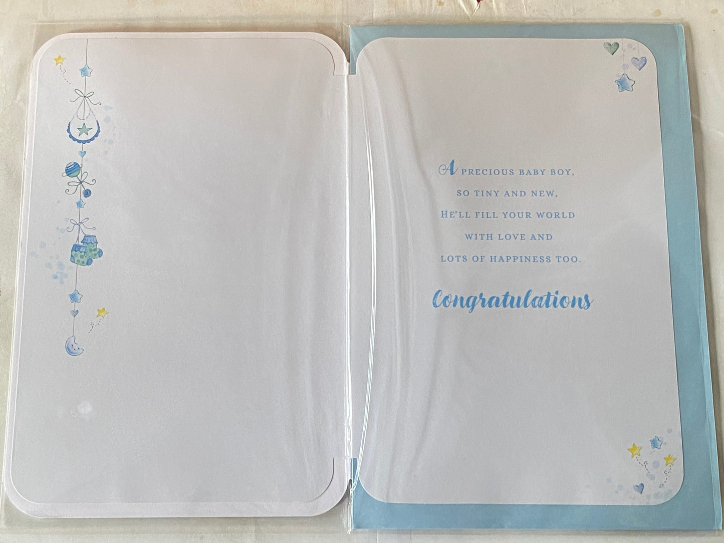 On The Birth of Your Lovely Son Congratulations New Baby Boy Born Card Blue Glitter Star/Words 3D/Glitter/Foil Detail(PRELUDE47316)