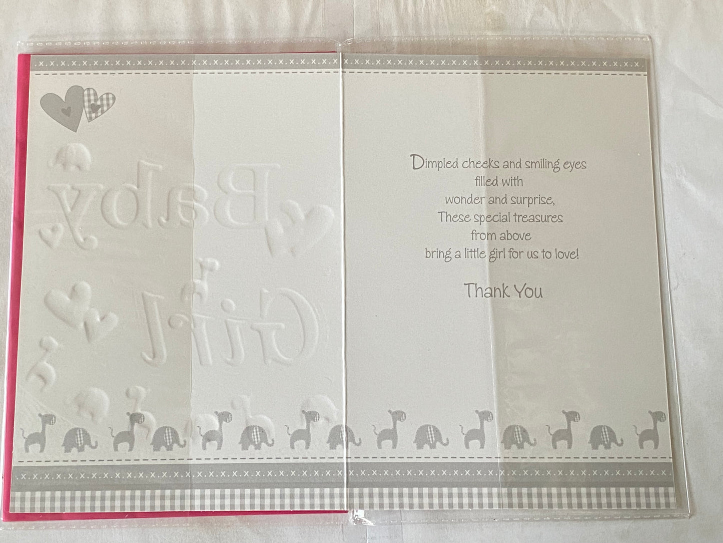 Thank You For A Beautiful Granddaughter Baby Girl New Baby Girl Born Birth Card from The Grandparents Words/Animals Foil Detail(PH35649E)