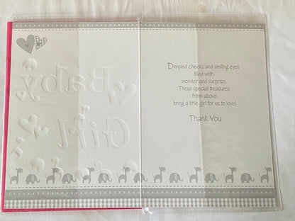 Thank You For A Beautiful Granddaughter Baby Girl New Baby Girl Born Birth Card from The Grandparents Words/Animals Foil Detail(PH35649E)