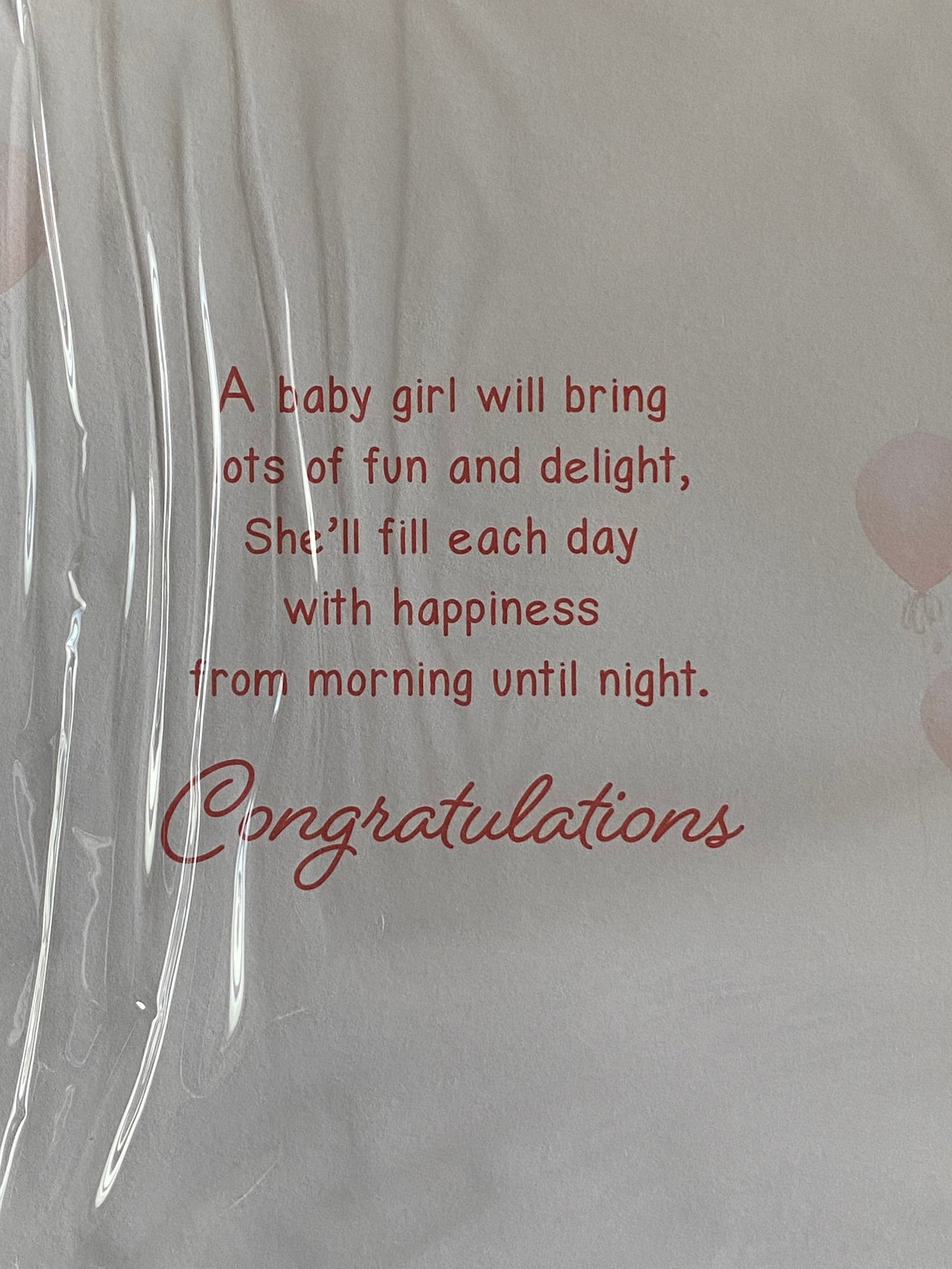 Congratulations On The Birth of Your Granddaughter New Baby Card To Grandparents Teddy/Pink Balloon/Silver Words 3D/Glitter/Foil Detail(PRELUDE48267)