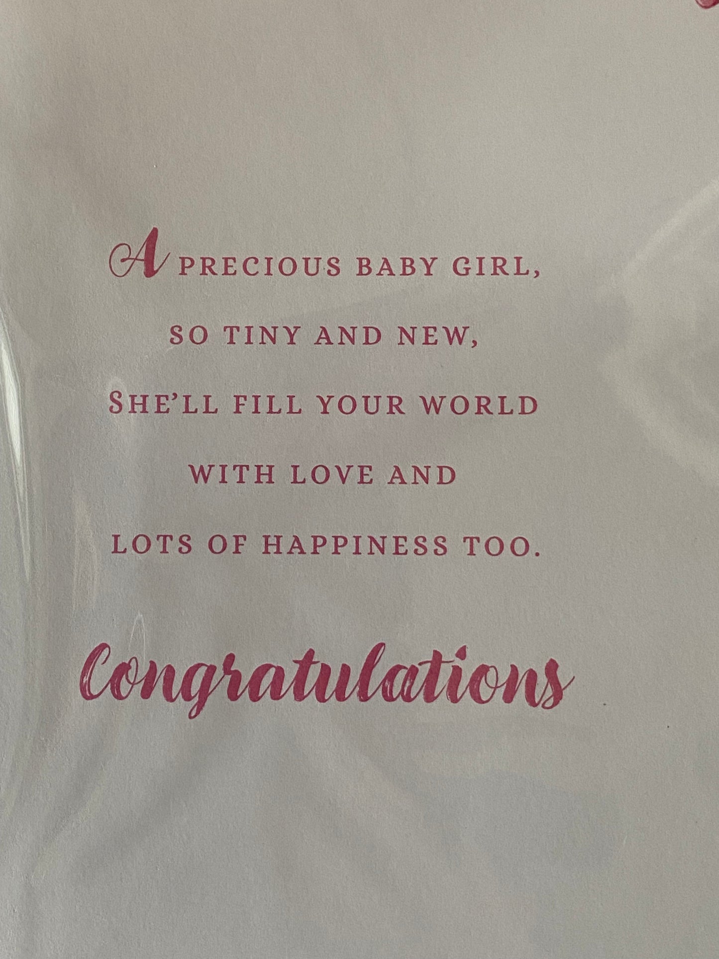 On The Birth of Your Granddaughter Congratulations New Baby Girl Born Card To Grandparents Pink Glitter Heart/Words 3D/Glitter/Foil Detail(PRELUDE47315)