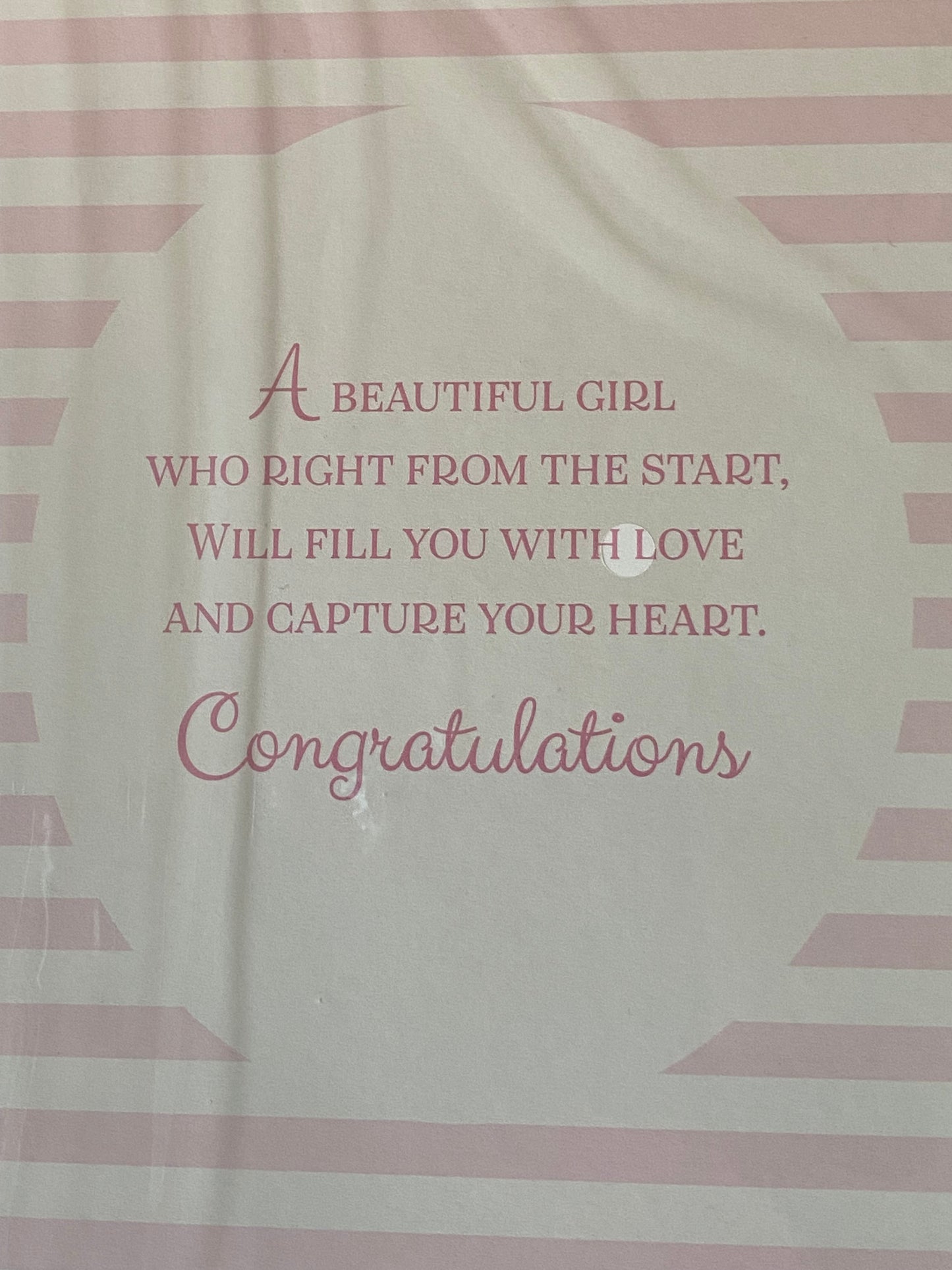 Congratulations On The Birth of Your Great-Granddaughter Gorgeous Baby Girl New Baby Girl Born Card To The Great-Grandparents White/Pink Words/Stripes Glitter/Foil Detail(PH44848E)