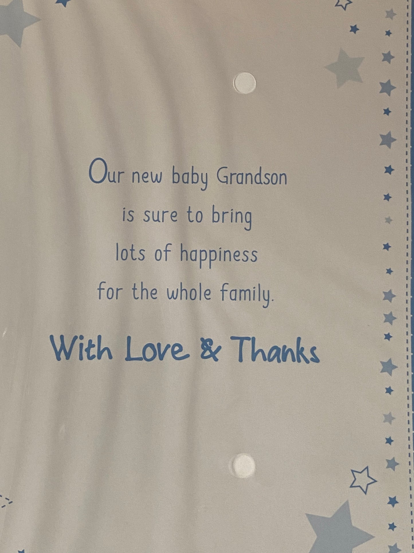 With Love Love & Thanks For A Beautiful Grandson Bundle Of Joy New Baby Boy Card Birth Of Our Grandson From Grandparents White-Teddies/Words Foil Detail(PH40000E)