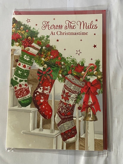 Across The Miles At Christmastime Christmas Card Staircase/Stockings(VX165A)