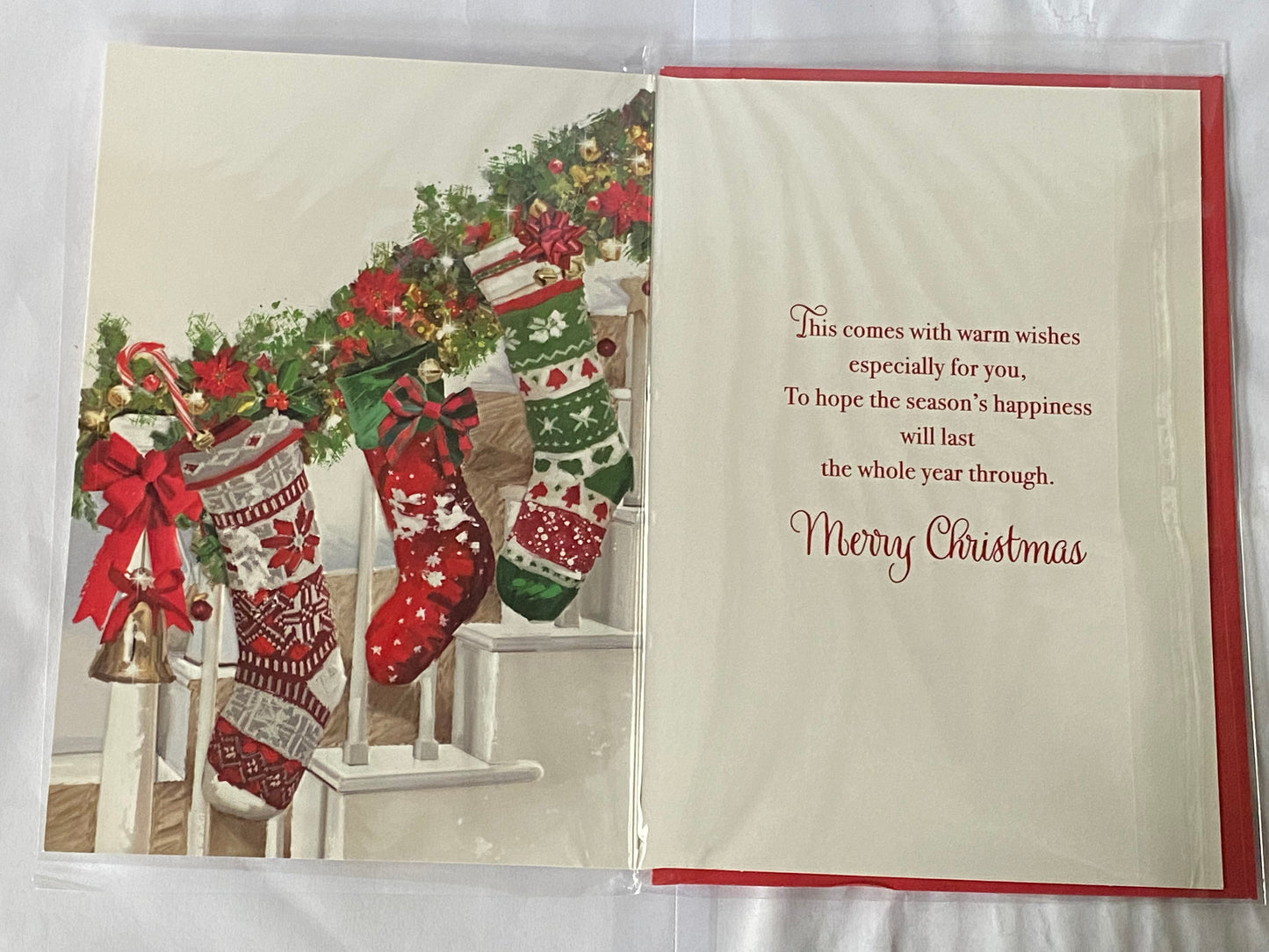 Across The Miles At Christmastime Christmas Card Staircase/Stockings(VX165A)