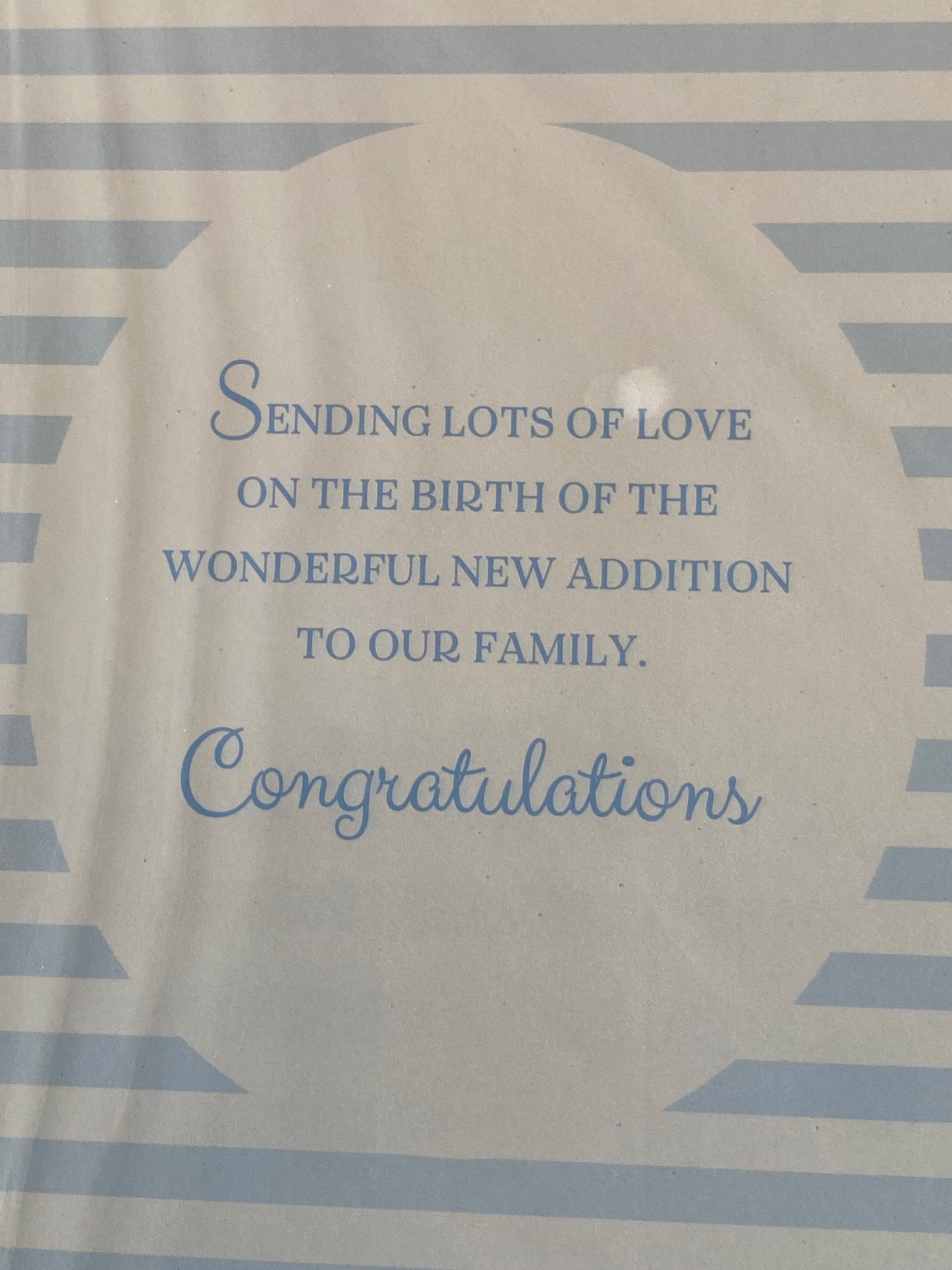 With Love And Thanks On The Birth Of Our Great-Grandson Gorgeous Baby Boy New Baby Boy Born Card from The Great-Grandparents White/Blue Words/Stripes Glitter/Foil Detail(PH44850E)