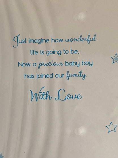 Special Wishes On The Birth Of Our Great-Grandson Baby Boy New Baby Born Card From The Great-Grandparents Blue-Teddy Holding Balloon/Blue Words Foil Detail(PH41079A)