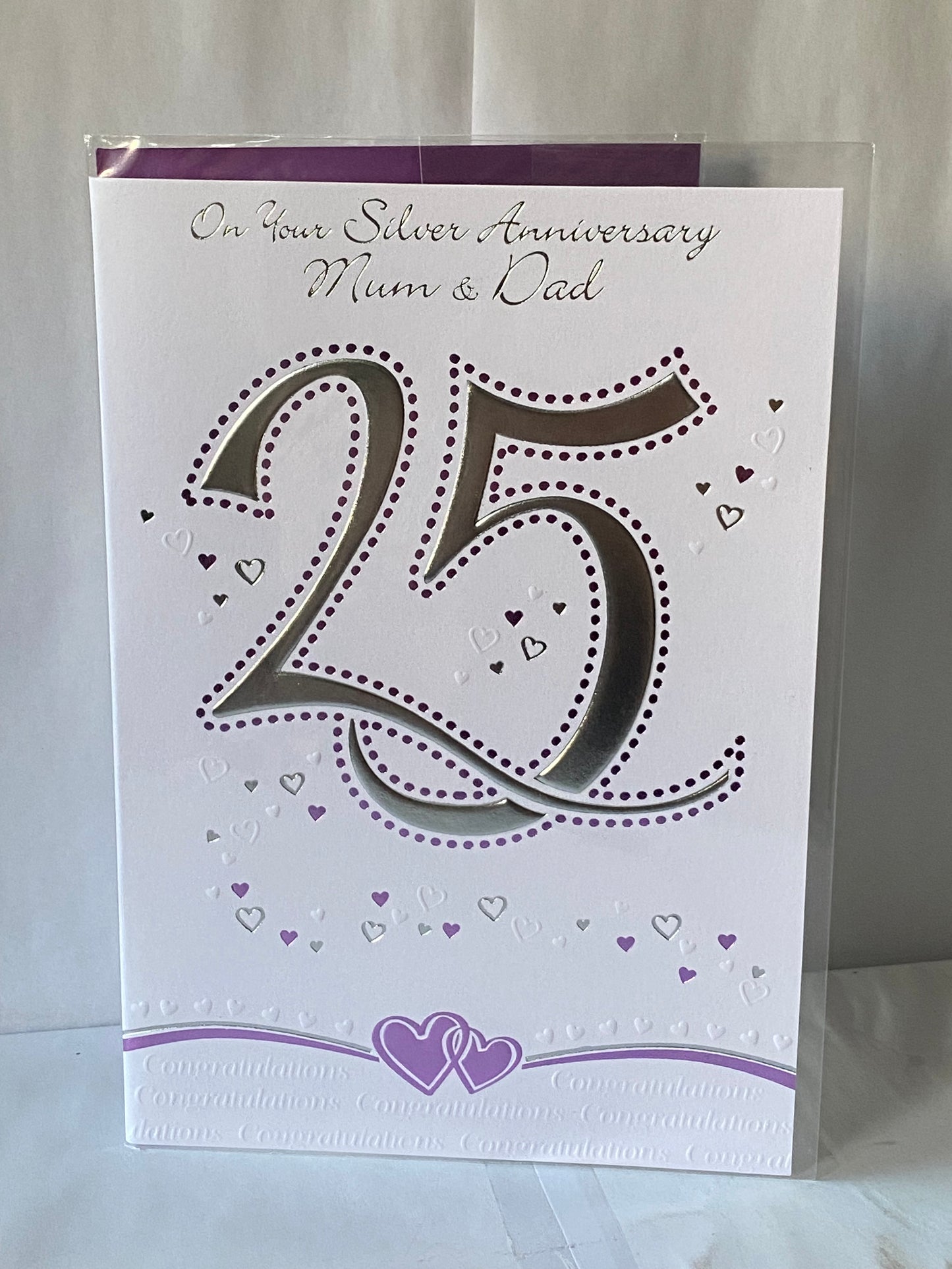 On Your Silver Anniversary Mum & Dad 25th Wedding Anniversary Card Silver 25 Foil Detail(PRELUDE32981)