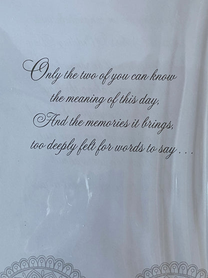 With Love Mum & Dad On Your Silver Anniversary 25th Wedding Anniversary Card Silver Words Heart Gem/Ribbon/Glitter/Foil Detail Larger Size Card(HGP087)