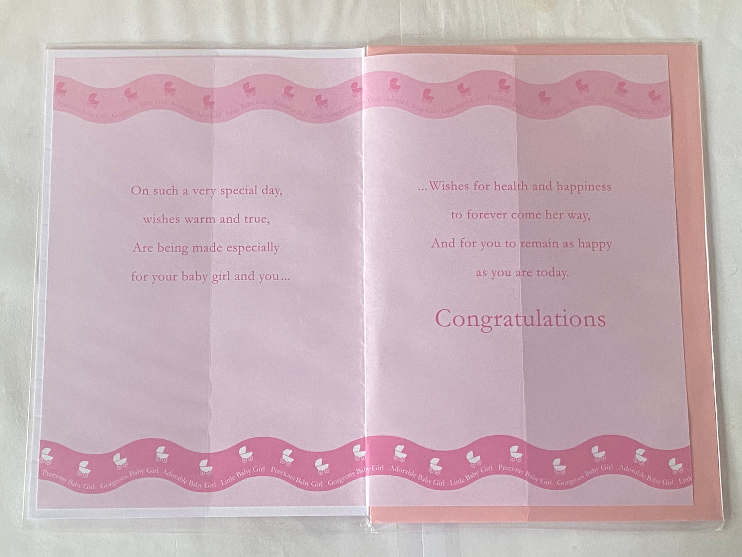 Congratulations On Your Baby's Naming Day Card Baby Girl Silver/Pink Prams Foil Detail(PRELUDE32116)