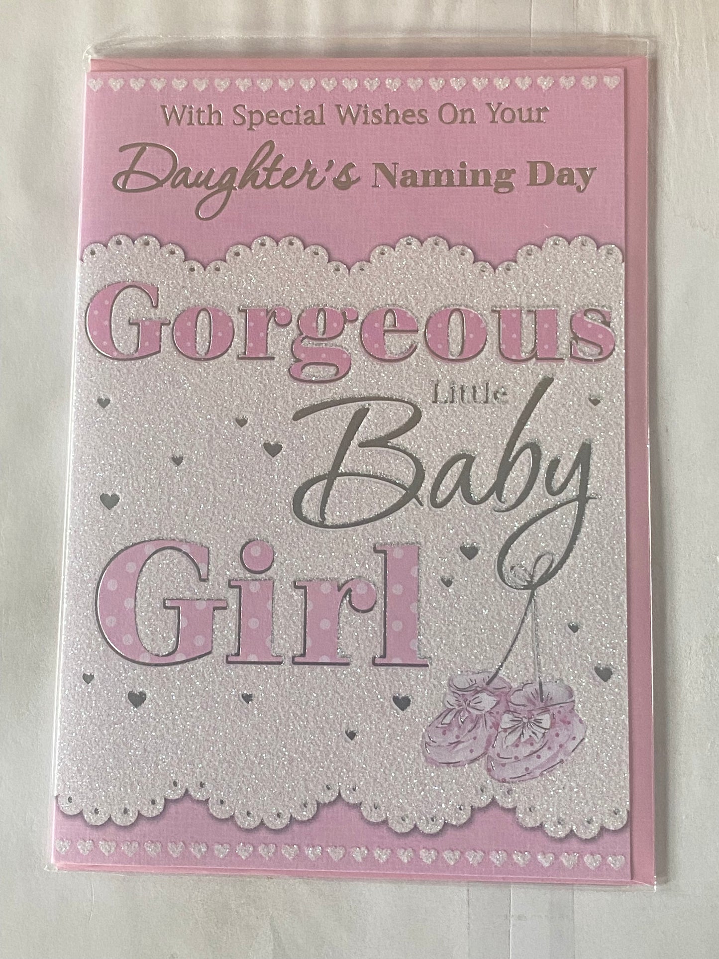 Baby Girl Naming Day Card With Special Wishes On Your Daughter's Naming Day Gorgeous Little Baby Girl Glitter/Foil Detail(KI35684)