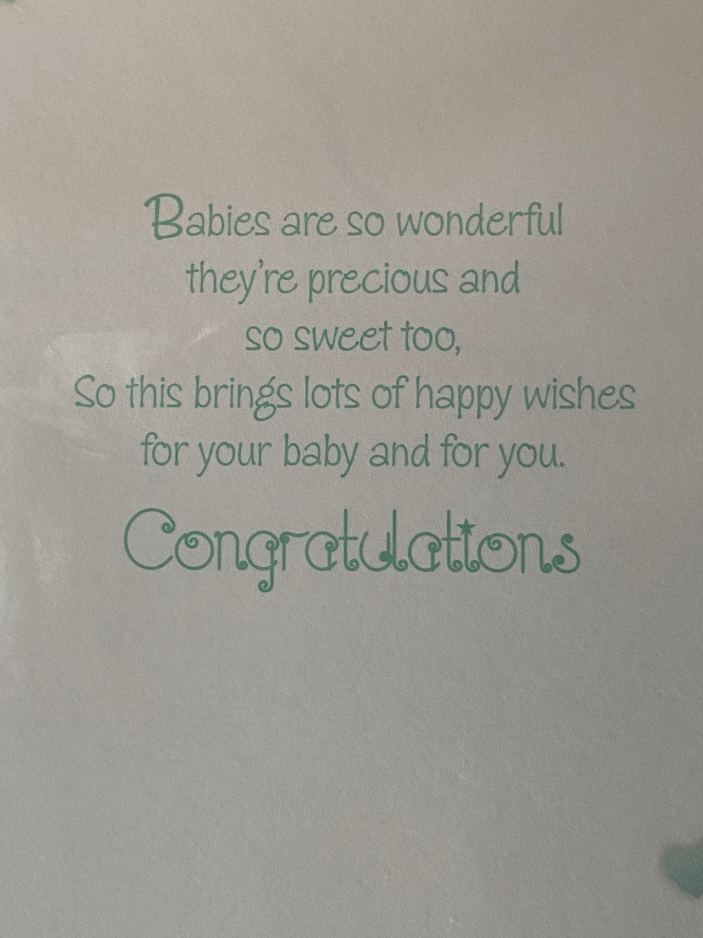 Congratulations On The Adoption Of Your Baby Card White/Multi-Silver Words Unisex Boy/Girl Son/Daughter Foil Detail(PRELUDE35687)