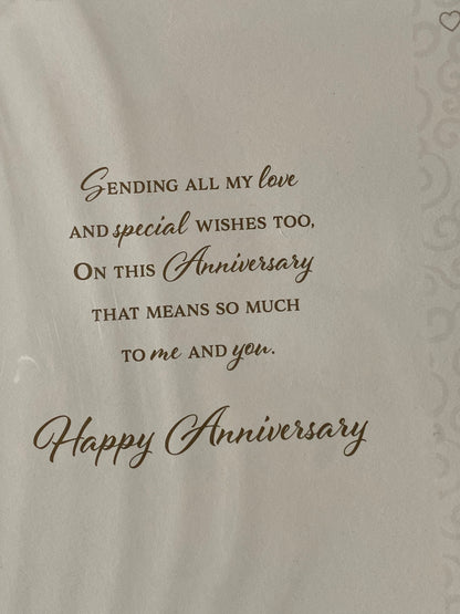 Anniversary Wishes To My Wonderful Husband Our Wedding Anniversary Card Gold Heart/Pink Flutes(PH48409B)