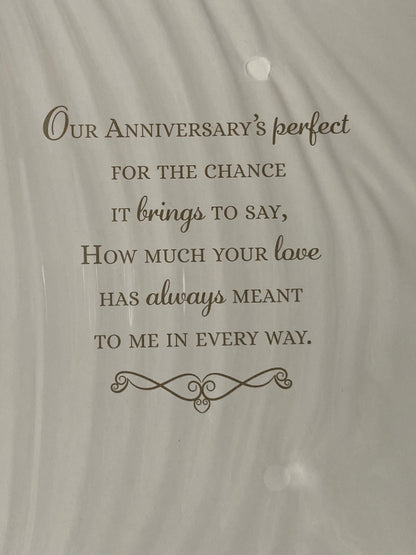 Anniversary Wishes For My Husband With Love Our Wedding Anniversary Card Bride+Groom/Pink+White Flowers/Gold Words Foil Detail(PH43650A)
