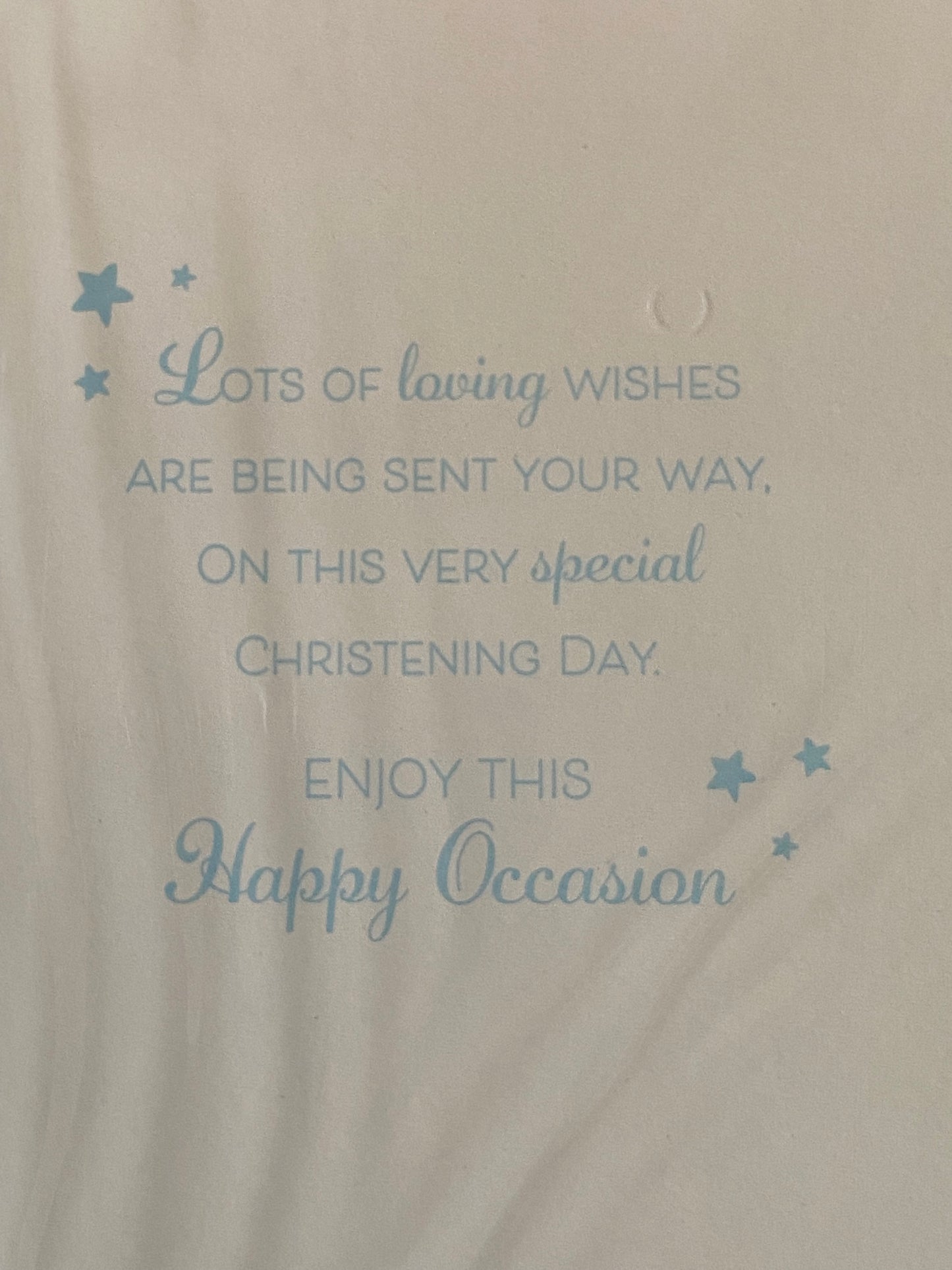 On The Christening Of Our Gorgeous Grandson Christening Card Grandson's Christening Day Card Grey Teddy/Blue Blanket/Balloons Glitter/Foil Design(PH44849E)