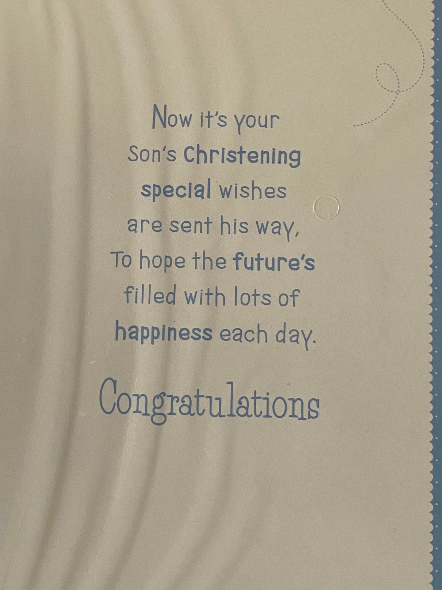 On The Christening of Your Beautiful Son Christening Card Son's Christening Day Card Blue Clothes/Silver Words Foil Detail(PH39999E)