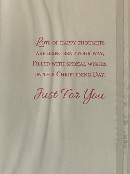 Special Wishes On The Christening of Your Daughter Daughter's Christening Day Card Teddy/Pink Chair Foil Detail(VA155E)