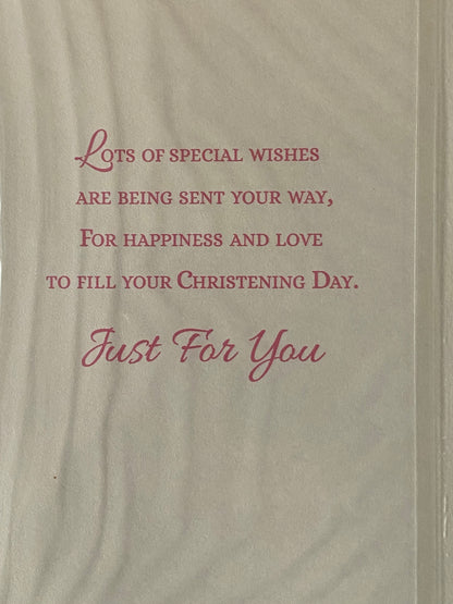 Special Wishes On Your Christening Goddaughter Card Goddaughter's Christening Day Card White Crib/Teddy Foil Detail(VA101E)