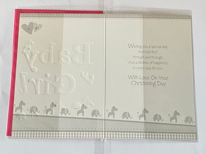 With Love Granddaughter On Your Christening Day Granddaughter's Christening Day Card Pink/Silver Animals/Words Foil Detail(PH35649A)