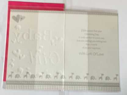 With Special Wishes Granddaughter On Your Christening Day Granddaughter's Christening Day Card Pink/Silver Animals/Words Foil Detail(PH35649E)