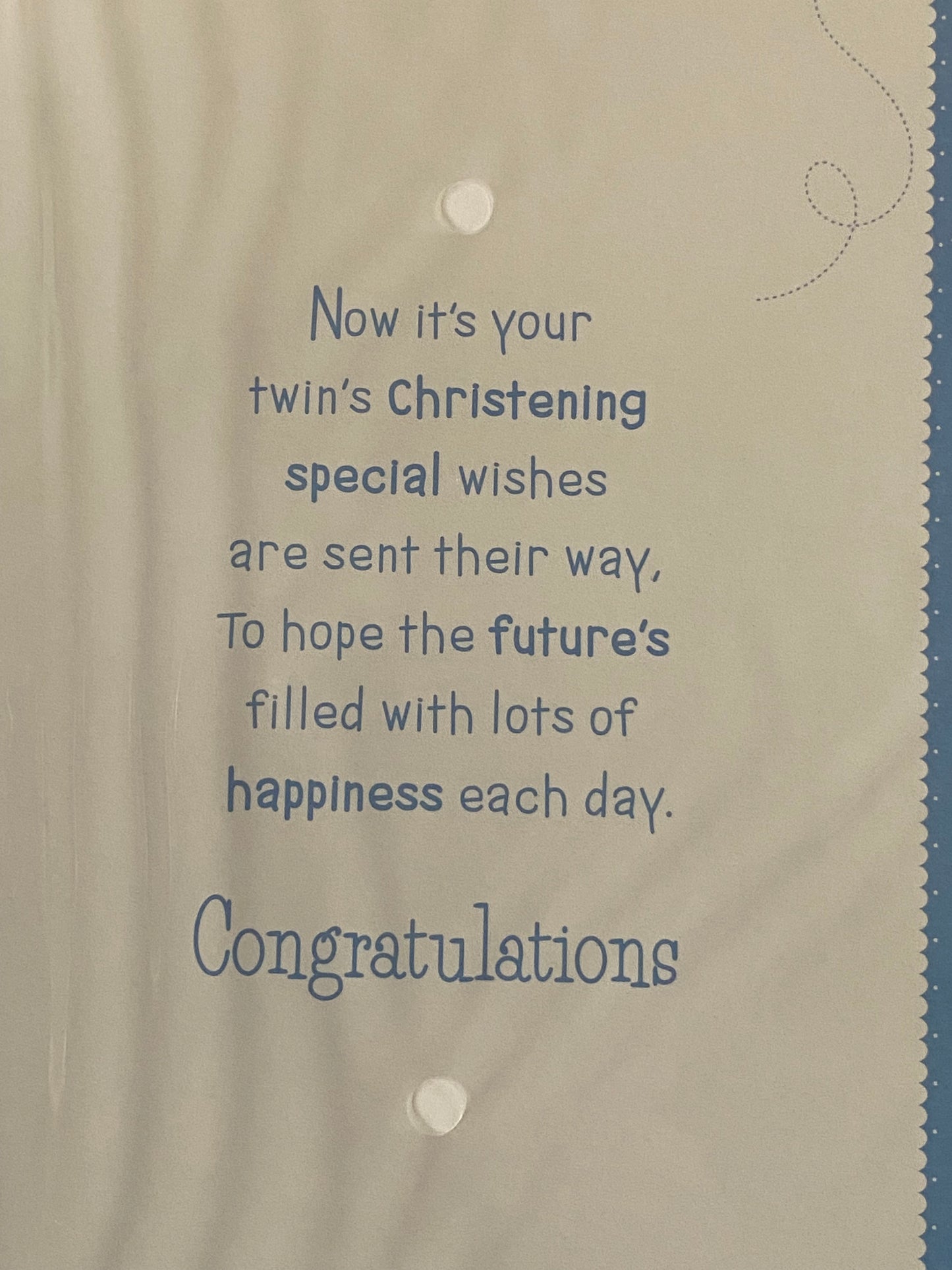 On The Christening of Your Beautiful Twins Christening Card Twin Boys Boy Sons Christening Day Card Blue Clothes/Silver Words Foil Detail(PH39999E)