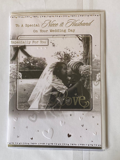 To A Special Niece & Husband On Your Wedding Day Especially For You Wedding Day Card White/Black Photo Foil Detail(KI35899)