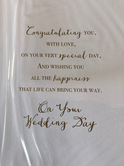 Wedding Congratulations To A Special Niece & Husband Wedding Day Card Church/Wedding Car 3D/Glitter/Foil Detail(PRELUDE43208)