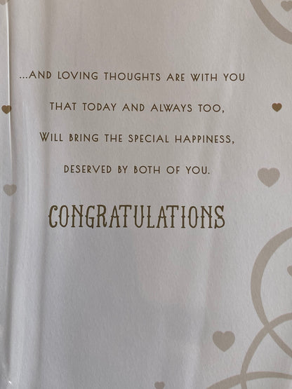 Happy Wedding Day With Love Niece & Husband Wedding Day Card White/Silver/Gold Hearts/Words 3D/Foil Detail(PRELUDE43216)