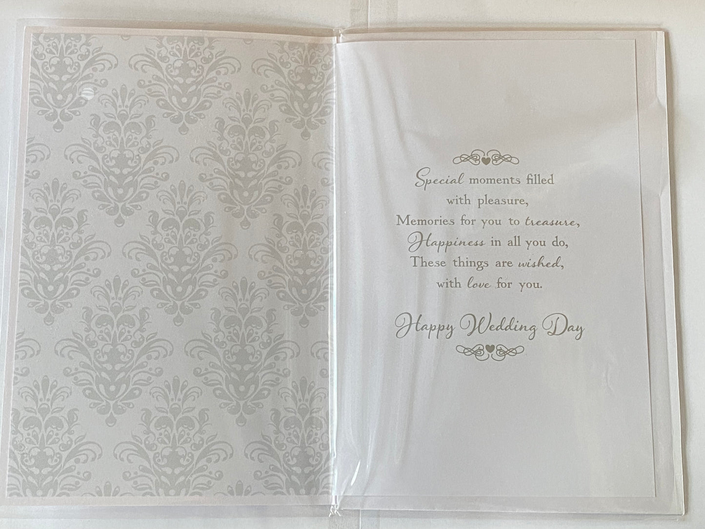 To A Wonderful Sister & Husband On Your Wedding Day Card White/Silver Words Foil/Gems Detail(PRELUDE43211)