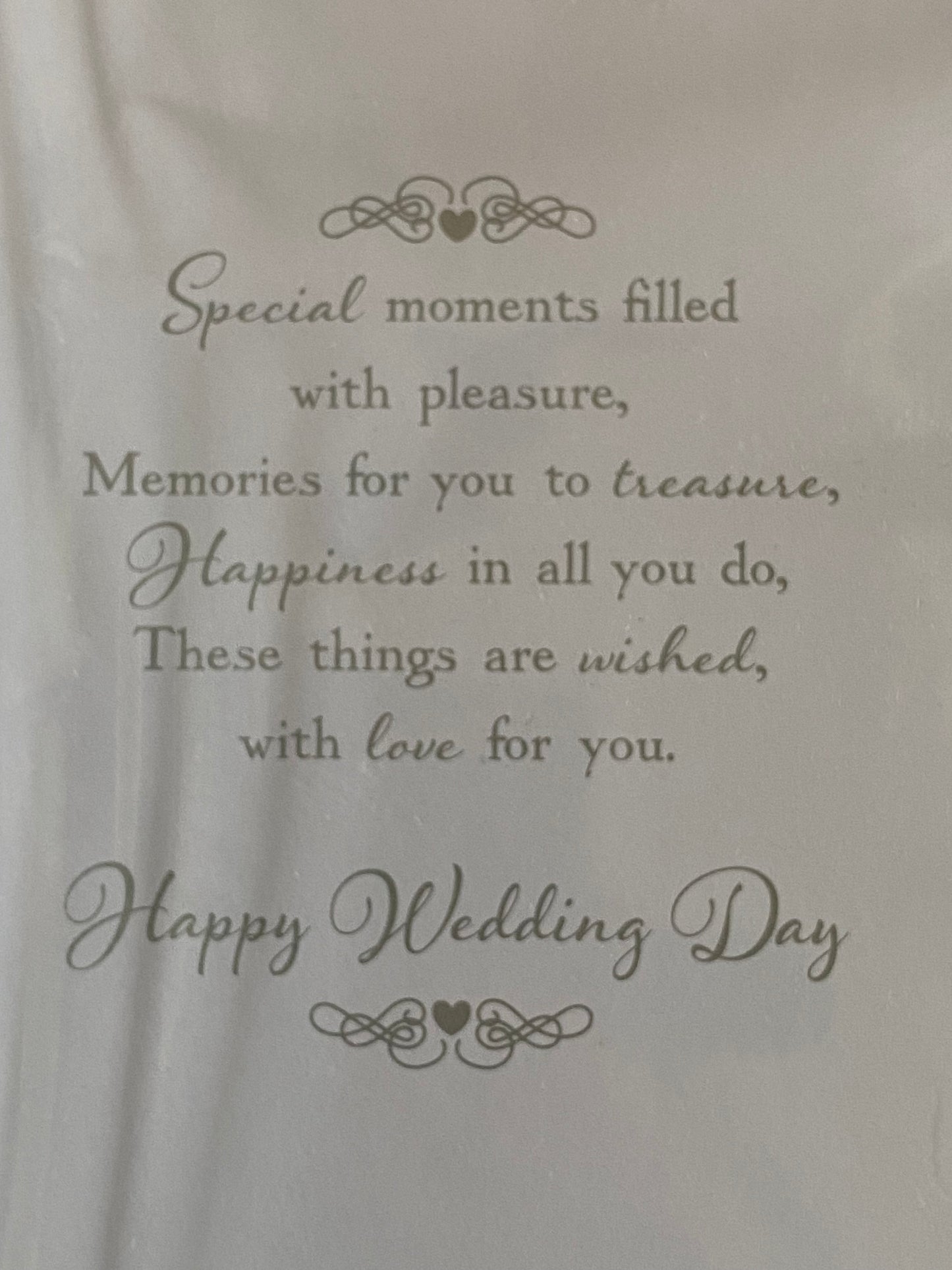 To A Wonderful Sister & Husband On Your Wedding Day Card White/Silver Words Foil/Gems Detail(PRELUDE43211)