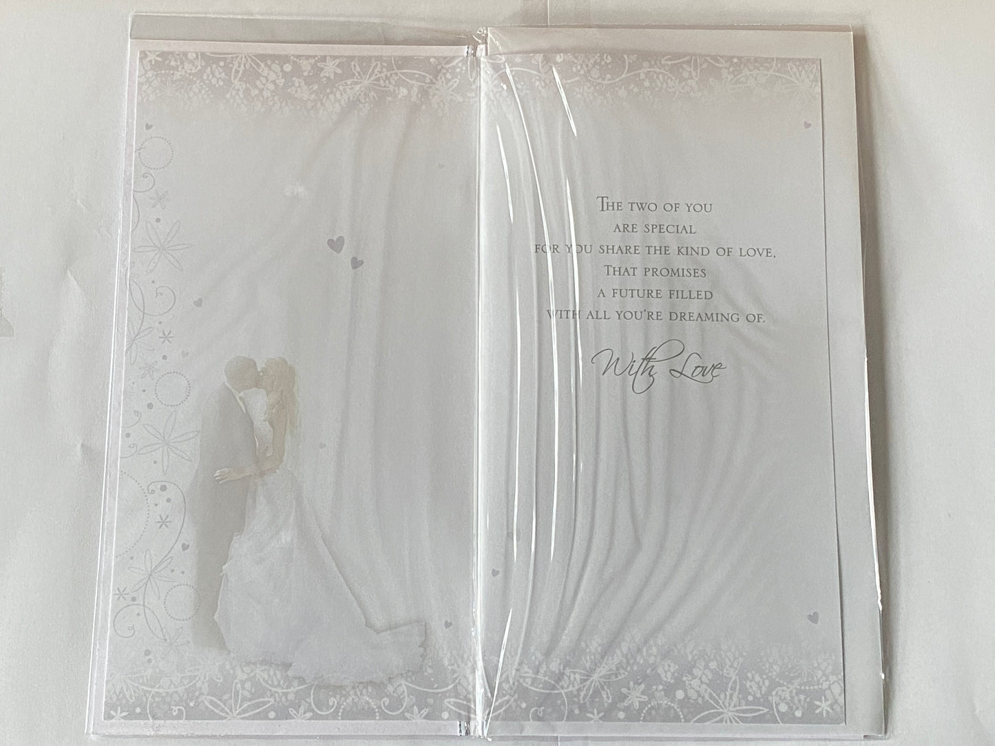 To A Special Daughter & Son-in-Law On Your Wedding Day Card White/Silver Bride/Groom Glitter/Foil/Ribbon Detail(PRELUDE35813)