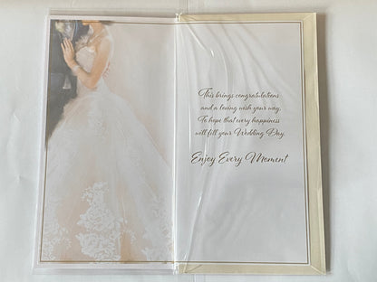 On Your Wedding Day Daughter & And Husband With Love Wedding Day Card Bride+Groom Gems/Glitter/Foil Detail(PRELUDE43202)