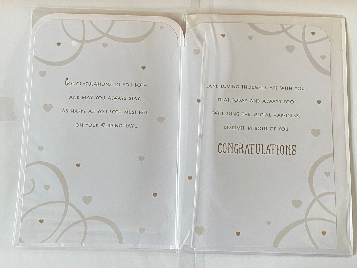 Happy Wedding Day With Love Brother & Wife With Love To You Wedding Day Card White/Gold Hearts/Words 3D/Foil Detail(PRELUDE43216)