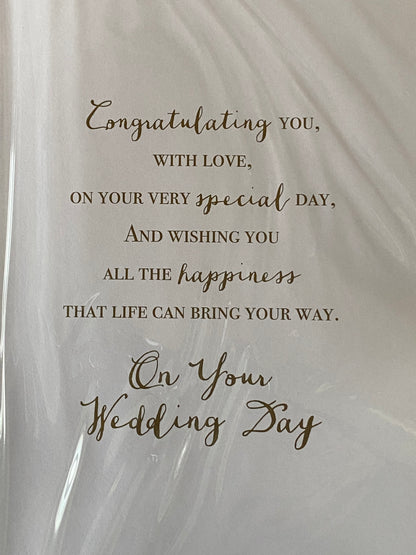 Wedding Congratulations To A Special Grandson & Wife On Your Wedding Day Card Wedding Car/Church/Words 3D/Glitter/Foil Detail(PRELUDE43208)