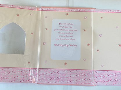 To A Special Grandson And & Wife On Your Wedding Day Wedding Day Card Pink/Silver Bride & Groom Teddies 3D/Glitter/Ribbon/Foil Detail(PRELUDE32070)