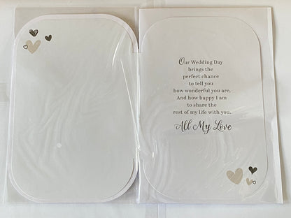 For My Amazing Husband On Our Wedding Day A celebration Of Love Wedding Day Card Hearts/Words 3D/Glitter/Foil Detail(PRELUDE48313)