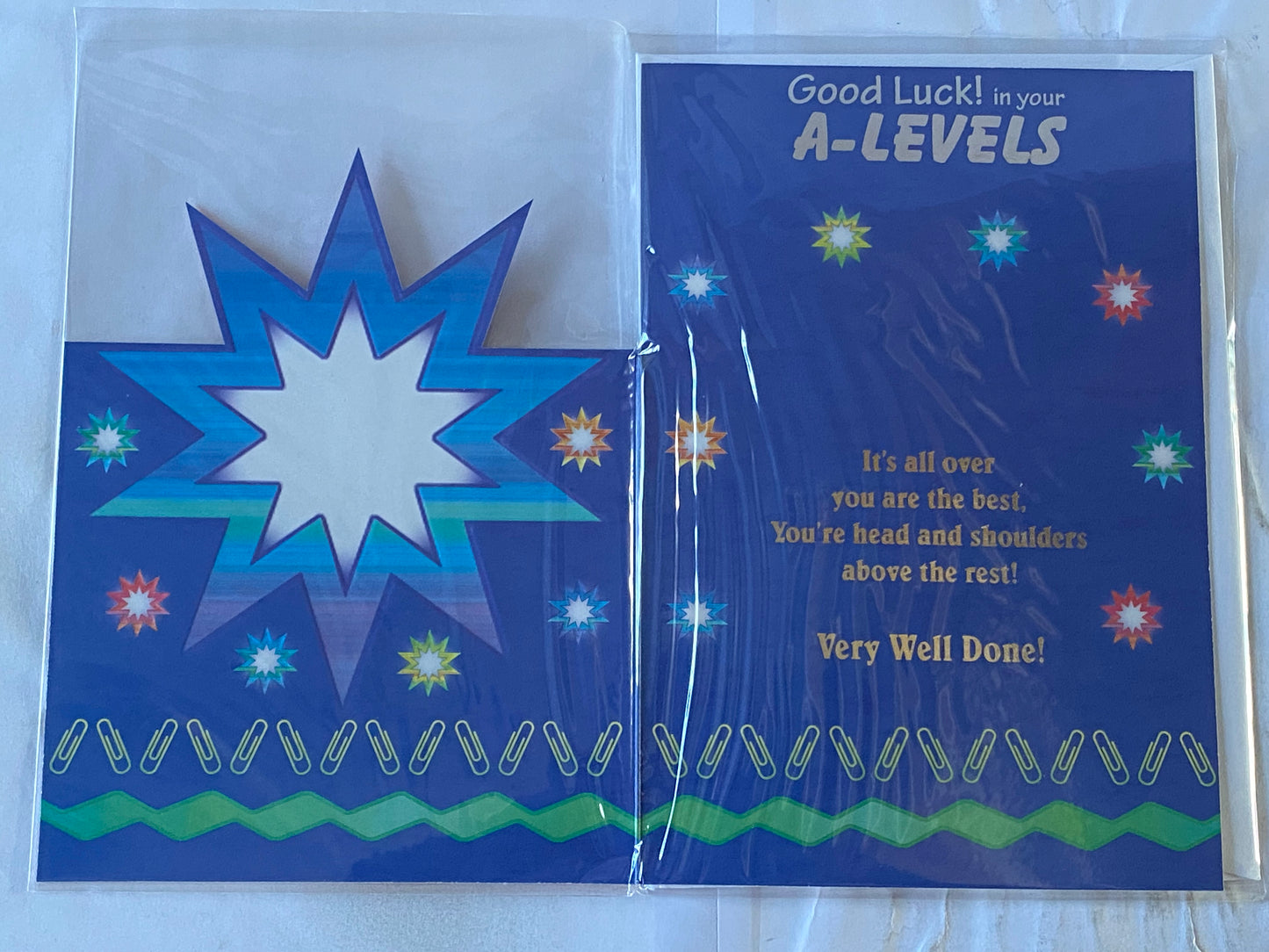 Good Luck! In Your A-Levels You're A Star Card A Level Exams Exam Blue/Red-Big Star Foil Detail(SS31189B)