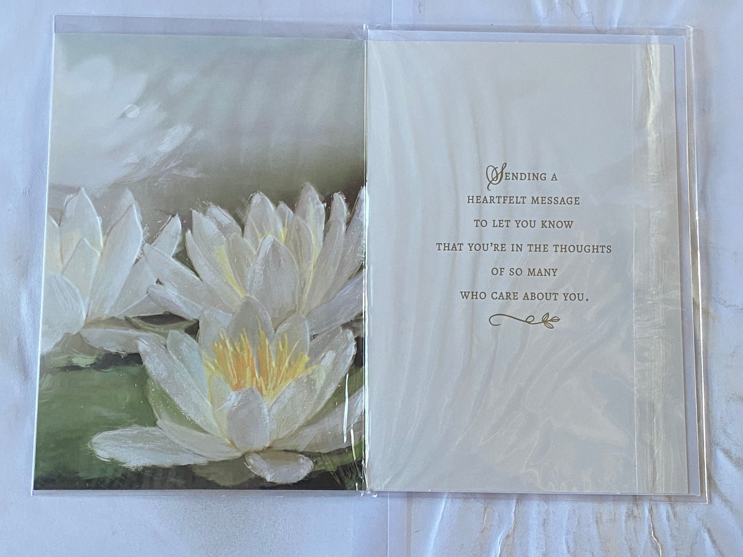 On The Loss of Your Sister Sympathy Card Condolence Big White Lilies Foil Detail(NC-VA222B)