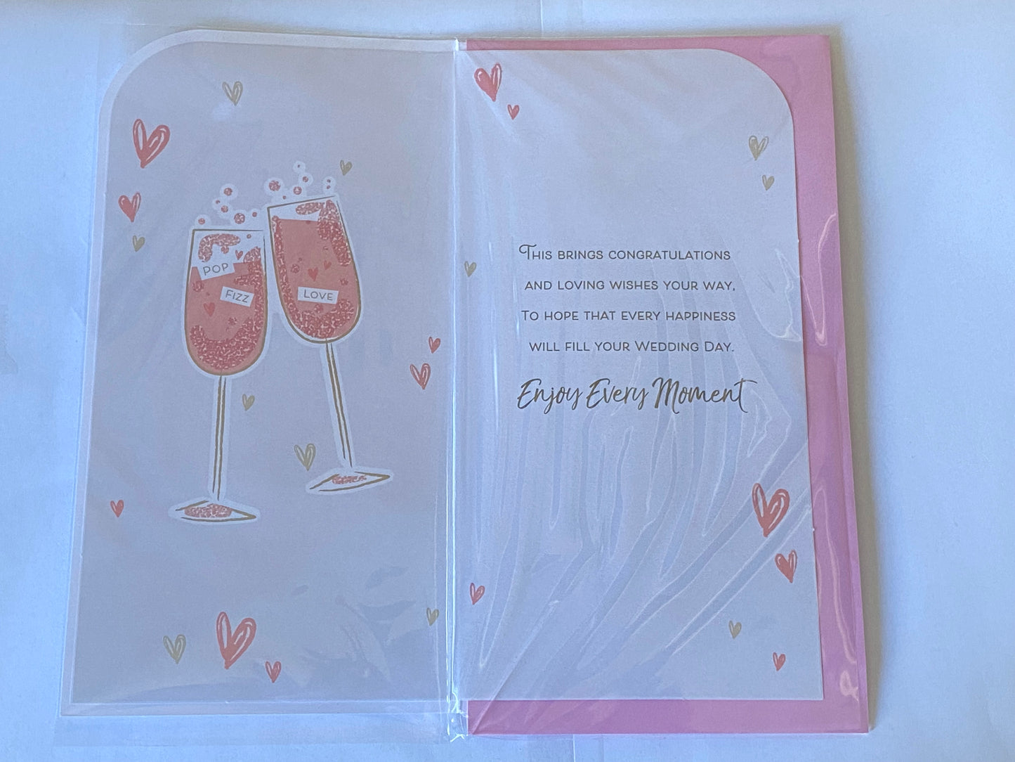 To A Special Brother And Husband Brother & Husband On Your Wedding Day Card White/Pink Champagne Flutes/Words 3D/Glitter/Foil Detail(PRELUDE45565)