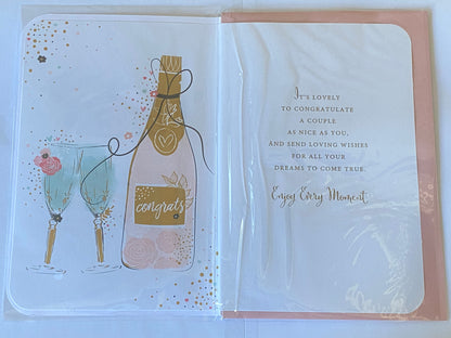 To A Special Daughter & Wife With Love On Your Wedding Day Celebrate Wedding Day Card White/Gold/Pink Champagne/Flutes 3D/Glitter/Foil Detail(PRELUDE45571)