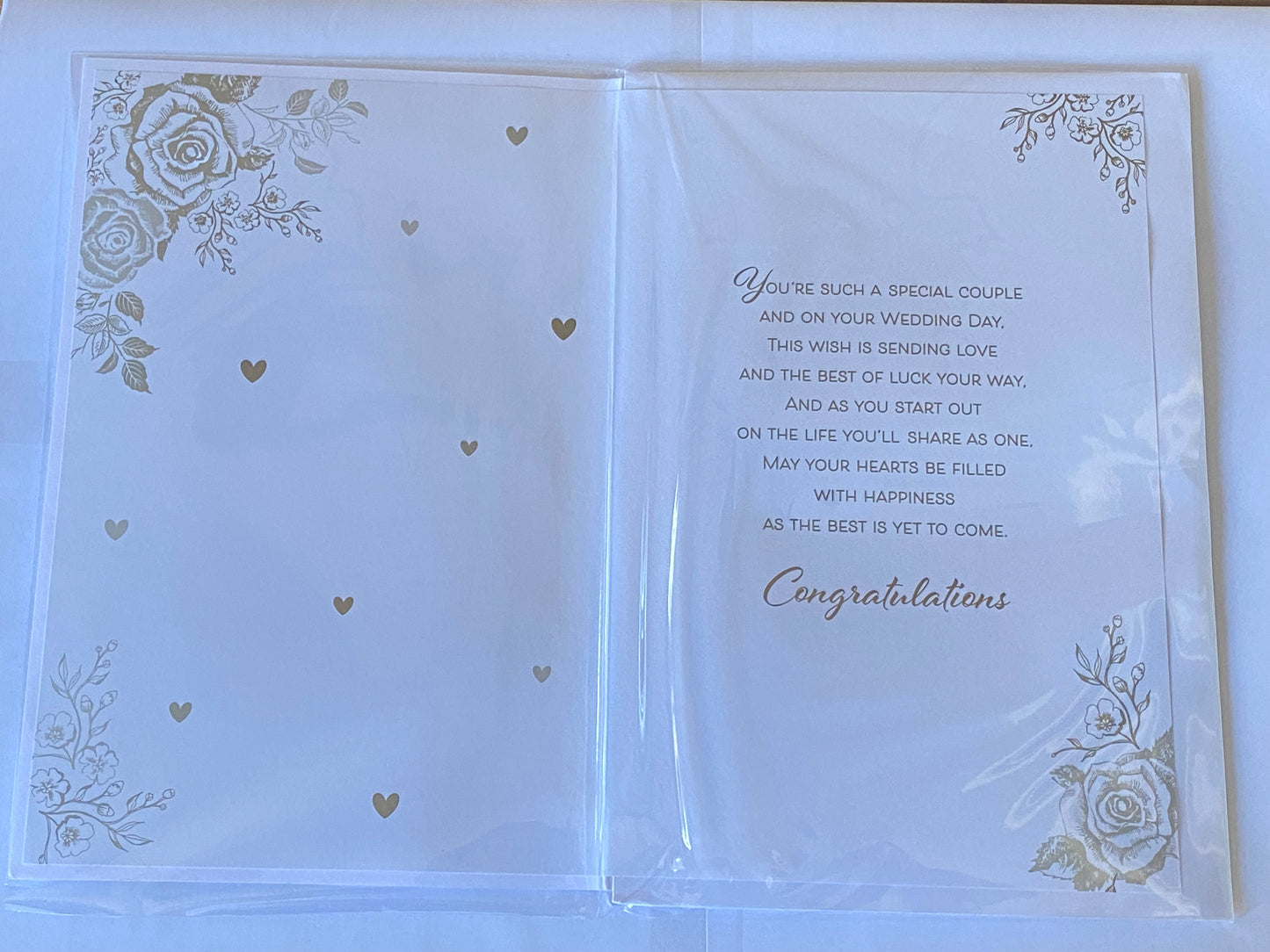 For A Wonderful Son & Husband On Your Wedding Day Always & Forever Wedding Day Card White/Gold Roses/Words 3D/Foil Detail(PRELUDE45570)