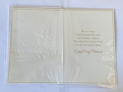 Wedding Day Wishes To A Wonderful Mrs & And Mrs Love And Happiness On Your Wedding Day Card Flowers/Gold Words Foil Detail(PH47355A)