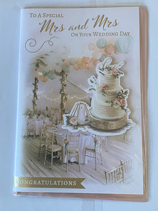 To A Special Mrs And Mrs On Your Wedding Day Card Mrs & Mrs Wedding Cake/Reception 3D/Foil Detail(PRELUDE45572)