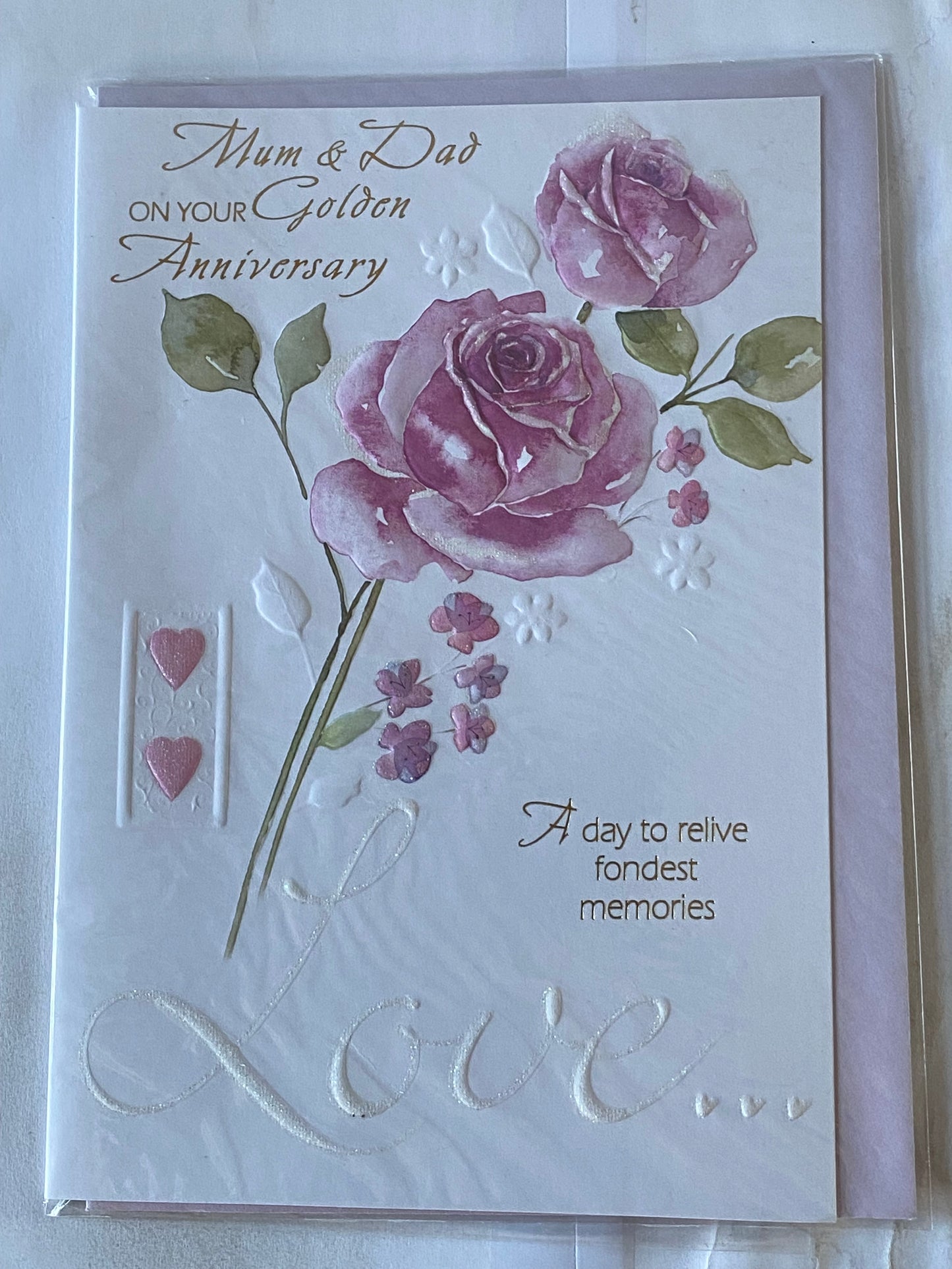 Mum & And Dad On Your Golden Anniversary 50th 50 Golden Wedding Anniversary Card Roses(U0830394)