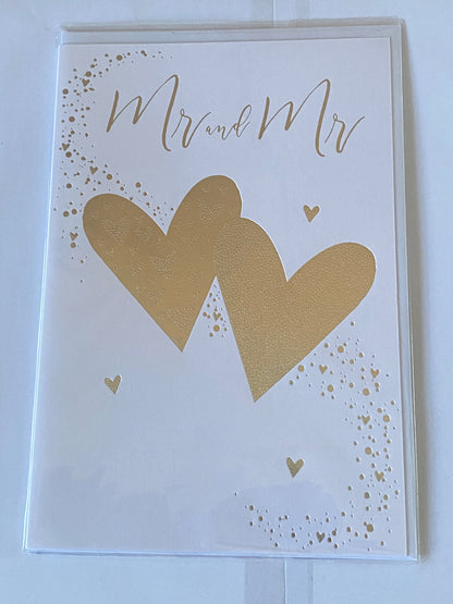 Mr And & Mr Wedding Day Card On Your Wedding Day White/Silver Hearts Foil Detail(SE27369)