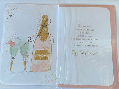 To A Special Mr & Mr On Your Wedding Day Celebrate Wedding Day Card White/Gold/Pink Champagne/Flutes 3D/Glitter/Foil Detail(PRELUDE45571)