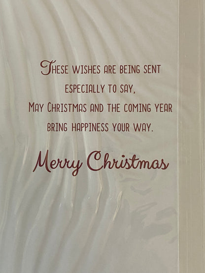 To A Wonderful Cousin Christmas Wishes Christmas Card Teddy Pulling Christmas Tree Foil Detail(NC-VX139A)