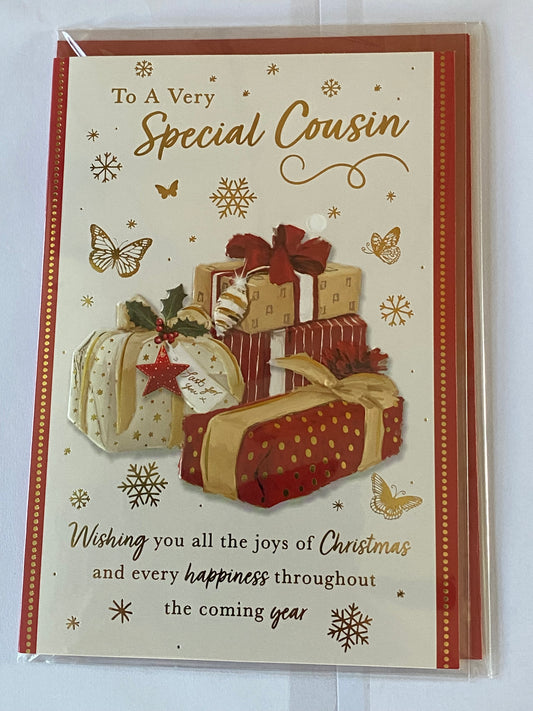 To A Very Special Cousin Christmas Card Presents/Gold Words Foil Detail(PH49199B)