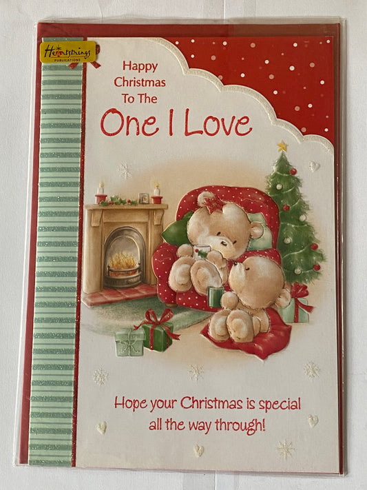 Happy Christmas To The One I Love Christmas Card Teddies/Armchair(HSXC50-080B)